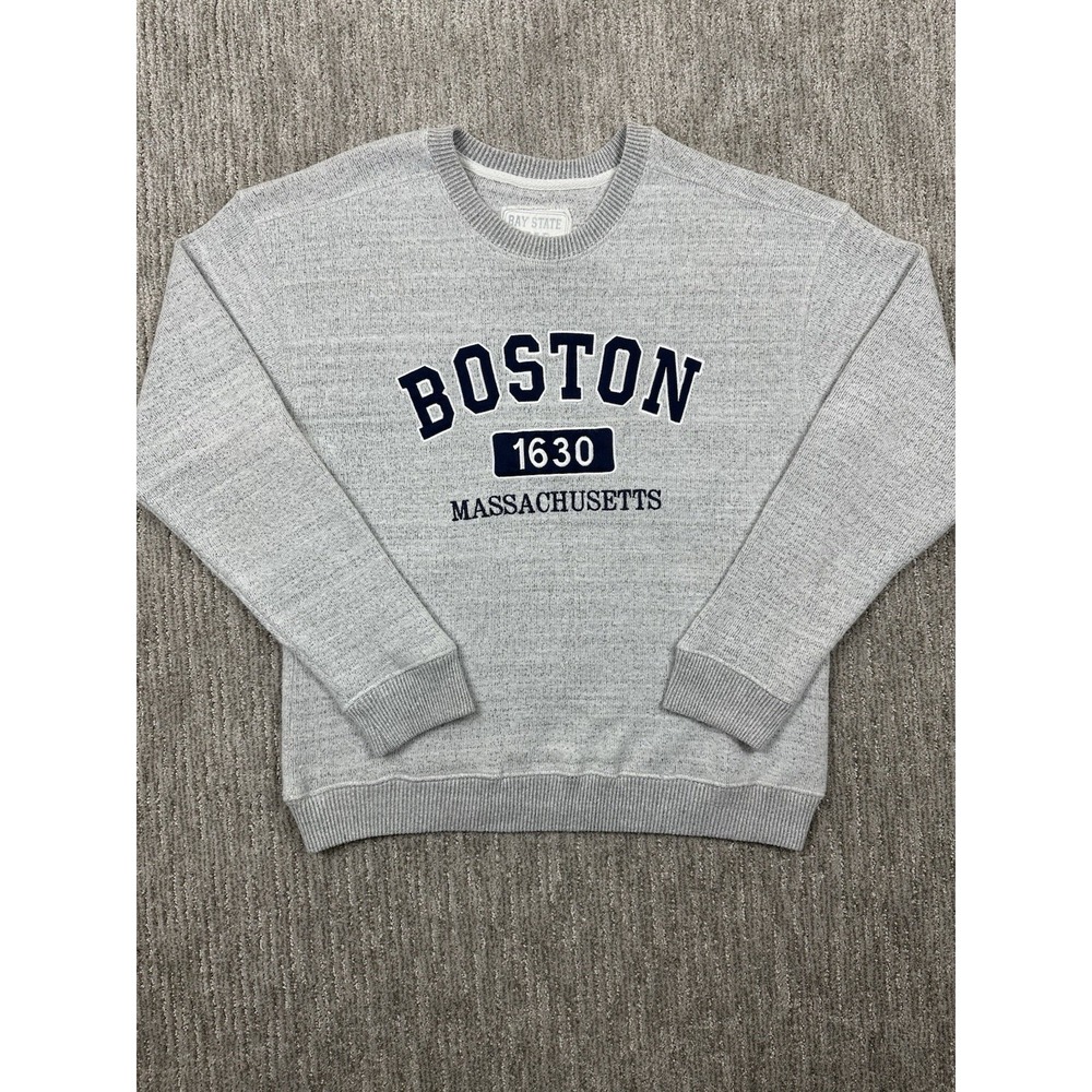 Bay State Gear Sweatshirt Mens Large Gray Boston Massachusetts Fleece Crewneck